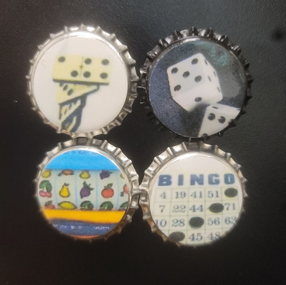 Bottle Cap Magnets for Game Room Fridge Handmade